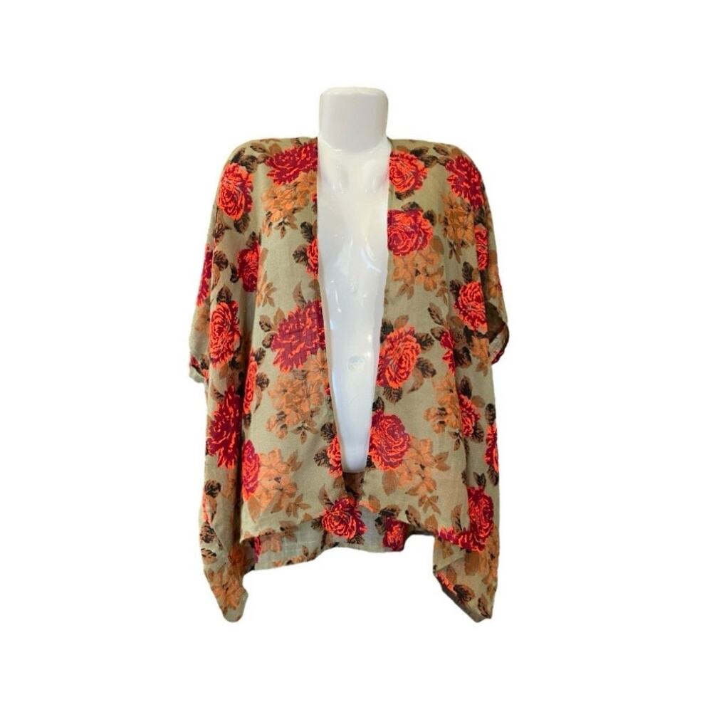 Gold Coast Women's Multicolor Floral Lightweight Open Front Kimono | Size OSFM - Picture 10 of 10